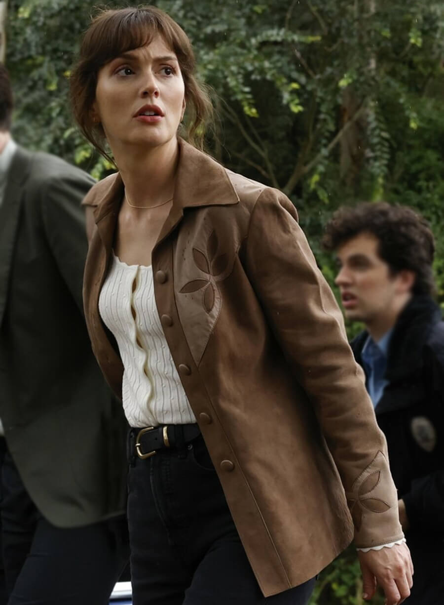 Leighton Meester Good Cop/Bad Cop Lou Brown Suede Jacket
