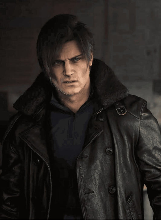 Leon S. Kennedy Resident Evil Requiem RE9 Black Leather Jacket