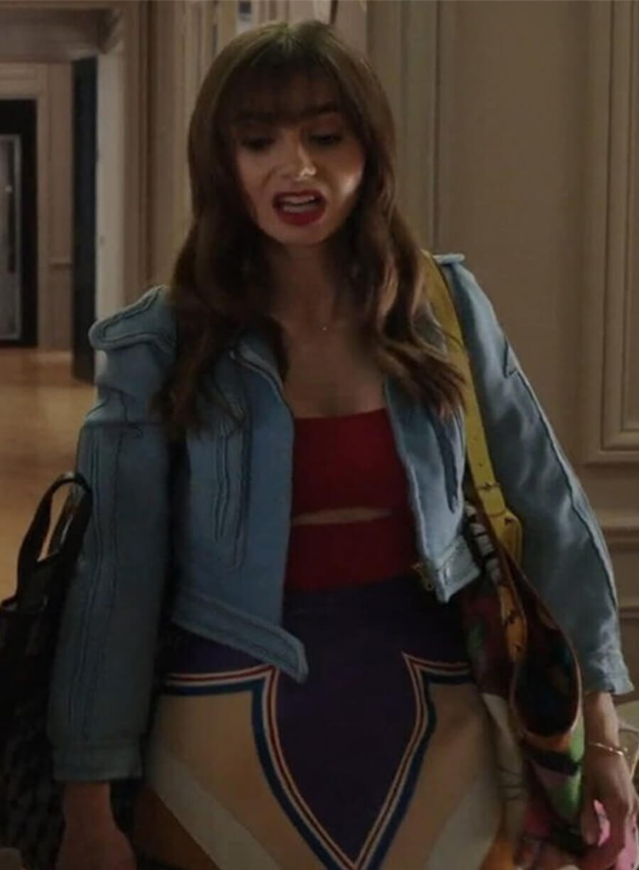Lily Collins Emily In Paris Emily Blue Cropped Jacket