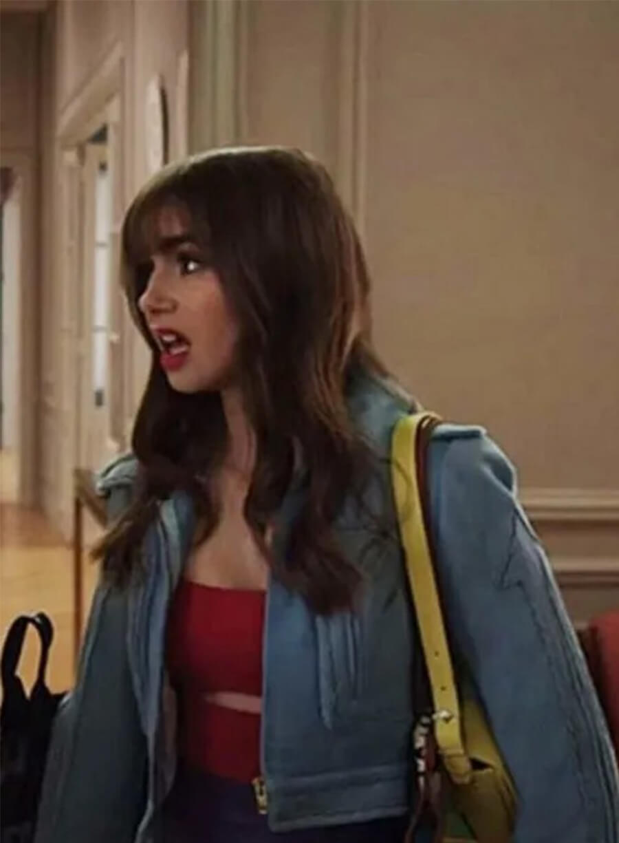 Lily Collins Emily In Paris Emily Blue Cropped Jacket
