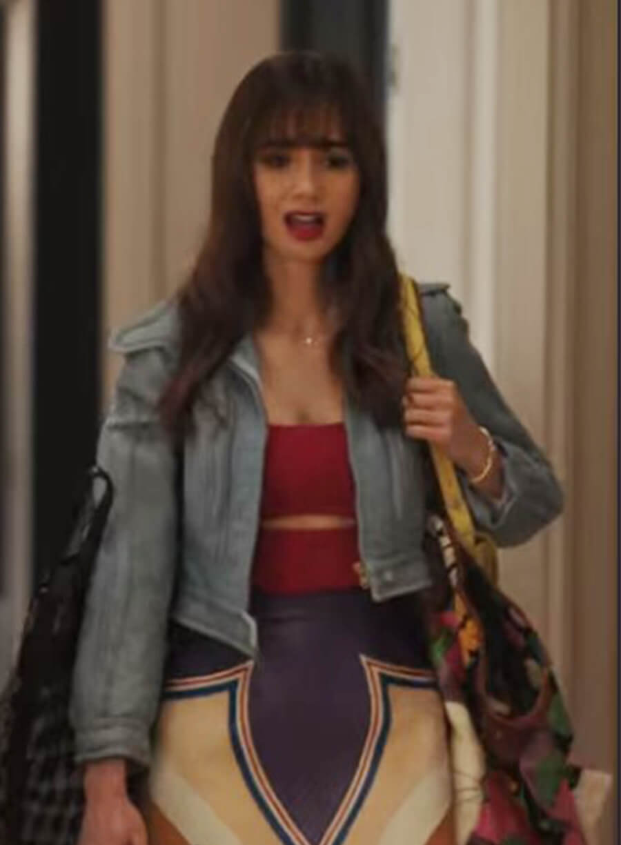 Lily Collins Emily In Paris Emily Blue Cropped Jacket
