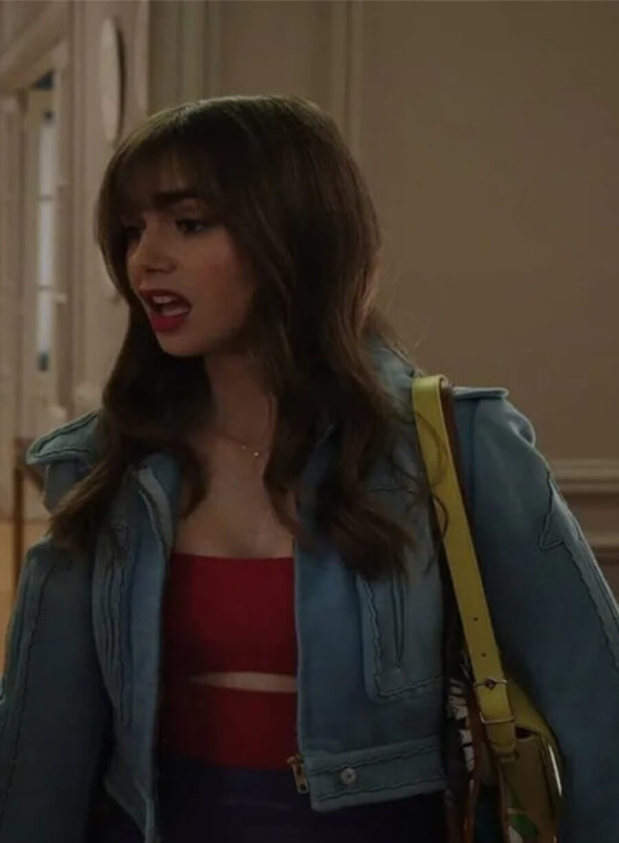 Lily Collins Emily In Paris Emily Blue Cropped Jacket