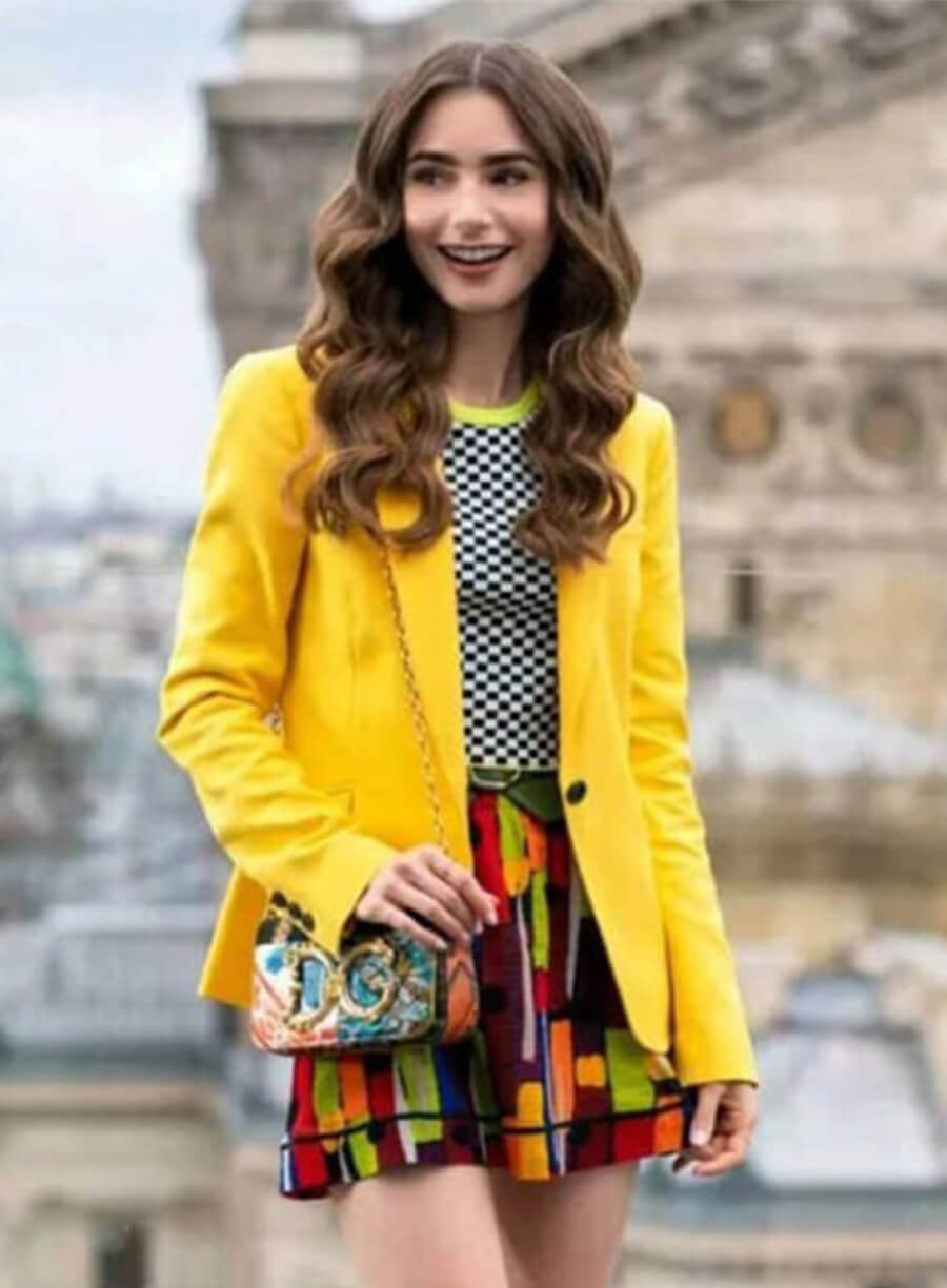 Lily Collins Emily In Paris Emily Yellow Blazer