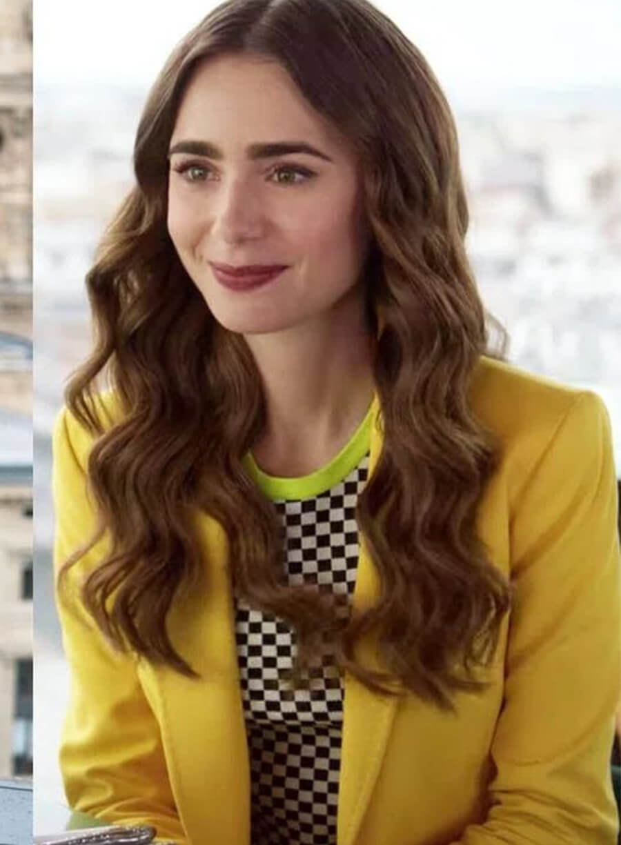Lily Collins Emily In Paris Emily Yellow Blazer