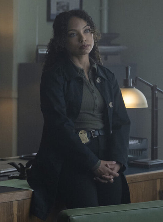 Logan Browning I Will Find You 2026 Sarah Black Coat