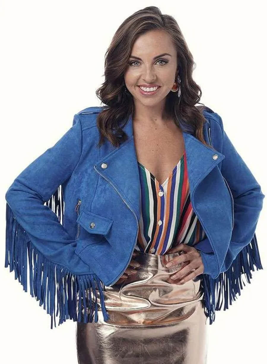 Louisa Lytton EastEnders Ruby Allen Blue Fringe Jacket