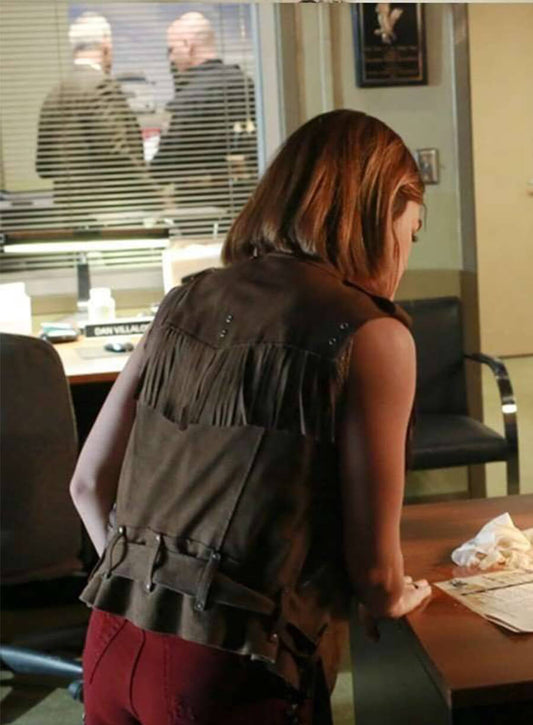 Lucy Hale Pretty Little Liars Aria Montgomery Brown Fringe Vest