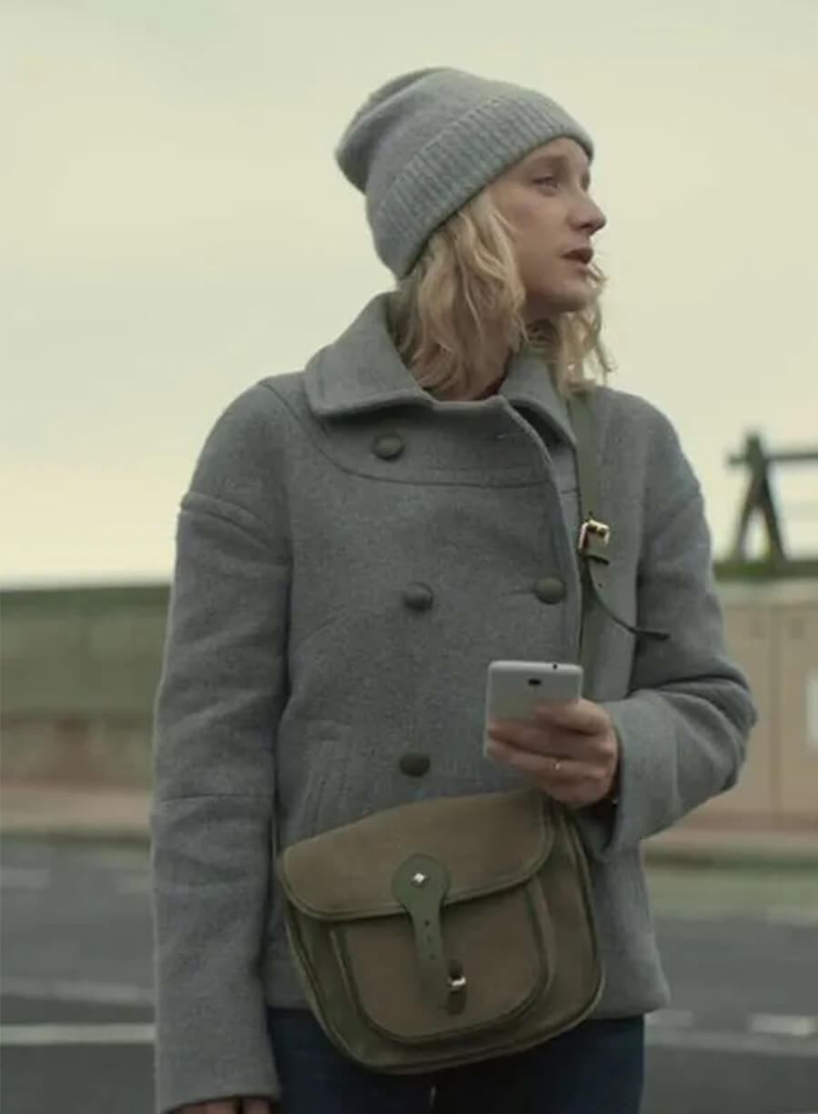 Ludivine Sagnier Lupin Claire Grey Wool Jacket Coat