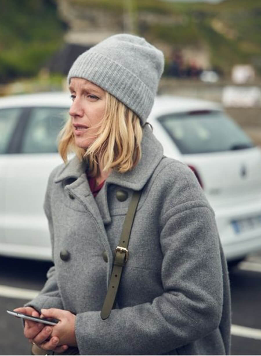 Ludivine Sagnier Lupin Claire Grey Wool Jacket Coat