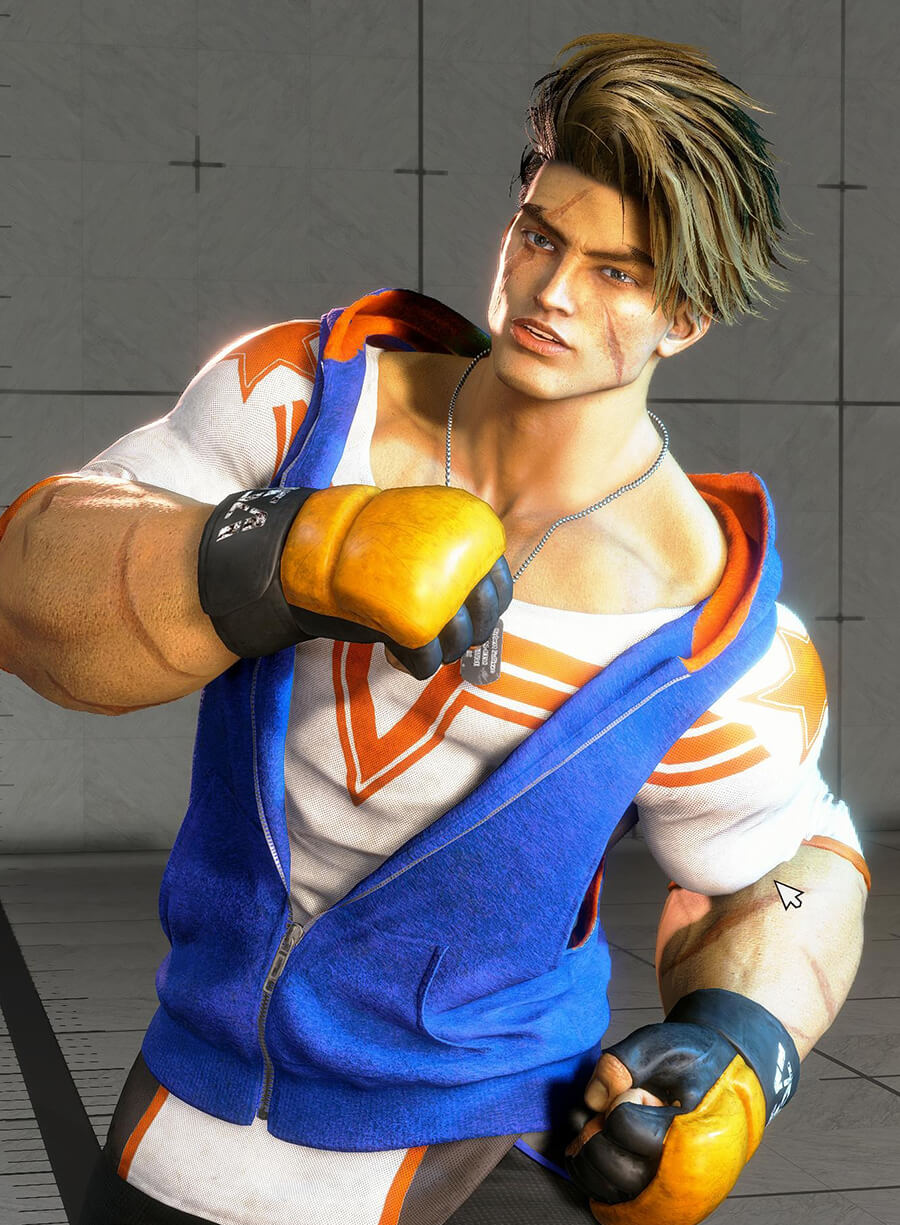 Luke Street Fighter 6 Game Blue Vest