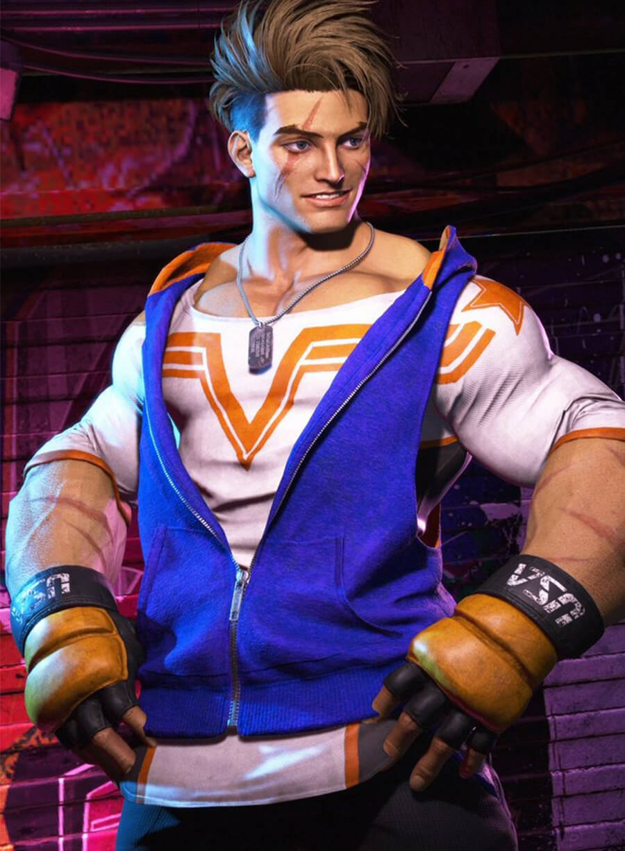 Luke Street Fighter 6 Game Blue Vest