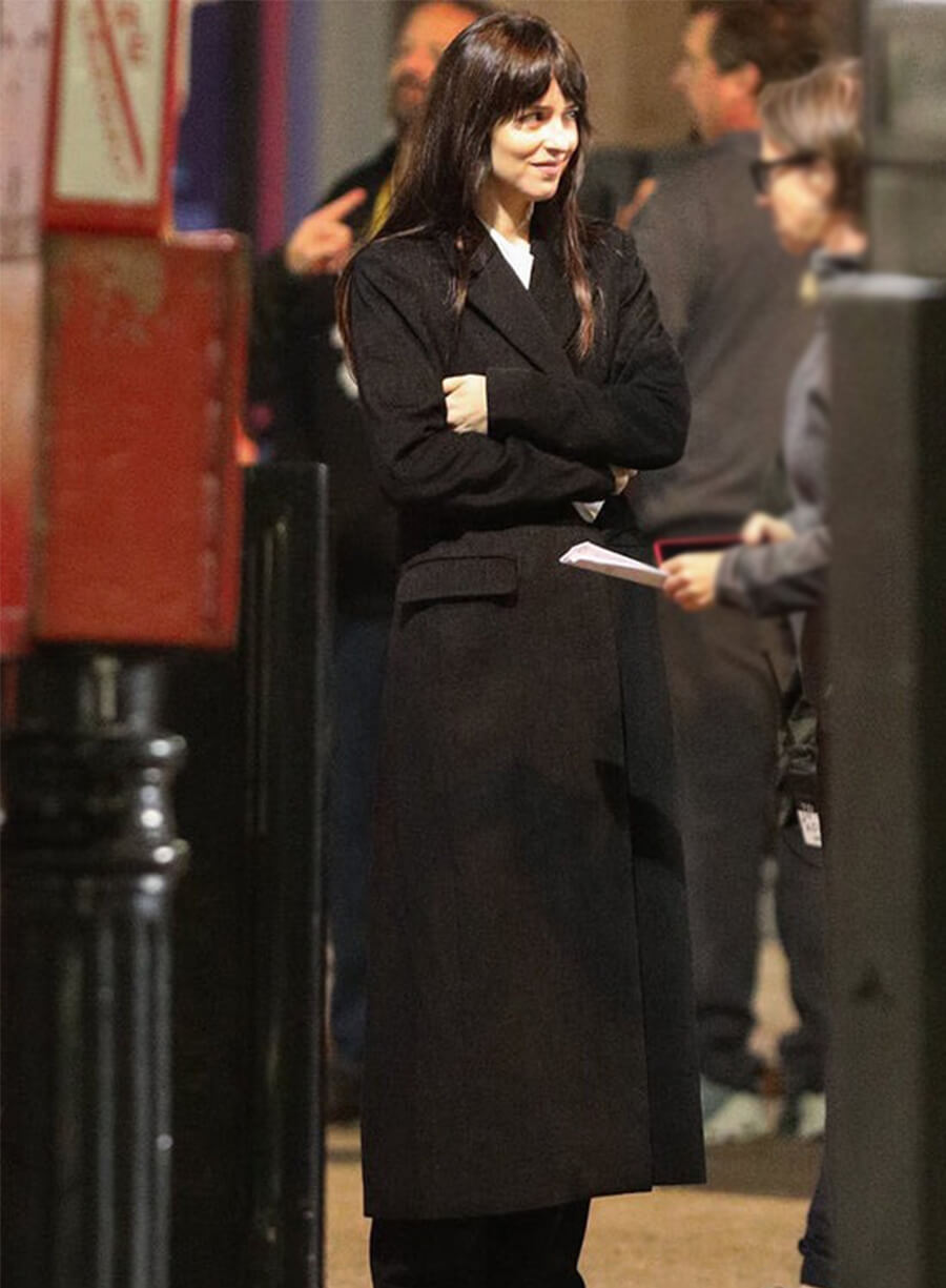 Madame Web Dakota Johnson Black Wool Coat