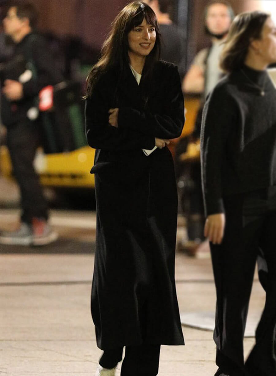 Madame Web Dakota Johnson Black Wool Coat