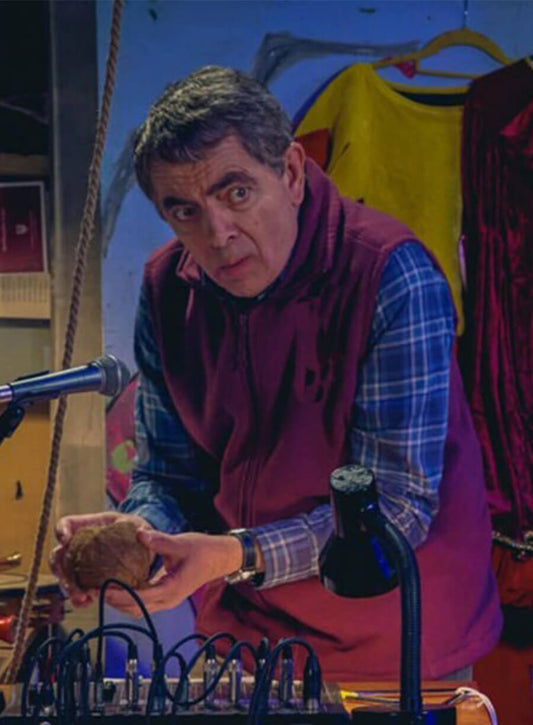 Man Vs Baby Season 1 Rowan Atkinson Maroon Vest