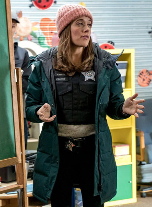 Marina Squerciati Chicago P.D. Kim Burgess Green Hooded Jacket