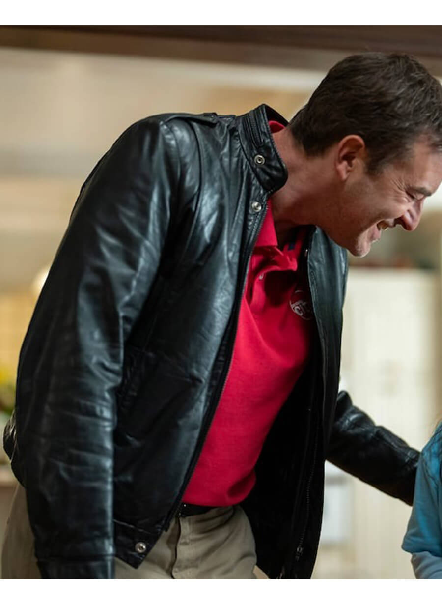 Mark Duplass Good American Family Michael Barnett Black Leather Jacket