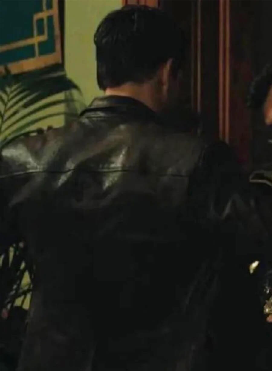 Mark Wahlberg Play Dirty 2025 Park Brown Leather Blazer