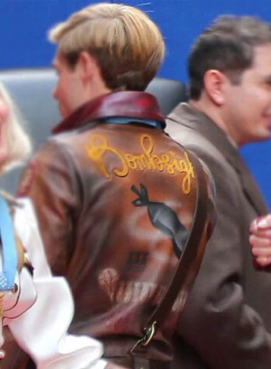 Mason Dye Vought Rising Bombsight Distressed Brown Leather Jacket