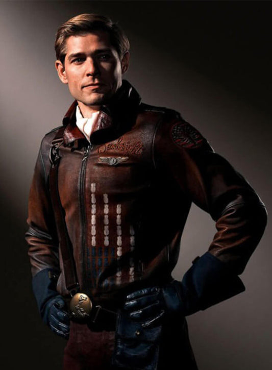 Mason Dye Vought Rising Bombsight Distressed Brown Leather Jacket