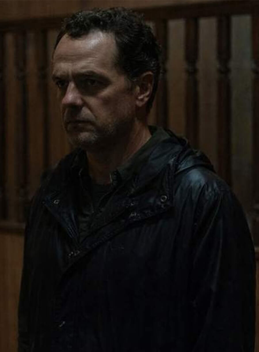 Matthew Rhys Widow's Bay 2026 Tom Loftis Black Hooded Jacket 