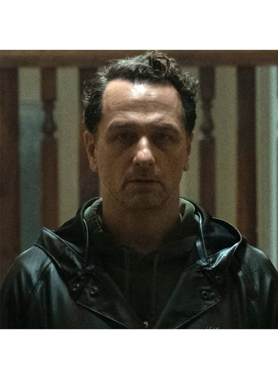 Matthew Rhys Widow's Bay 2026 Tom Loftis Black Hooded Jacket 