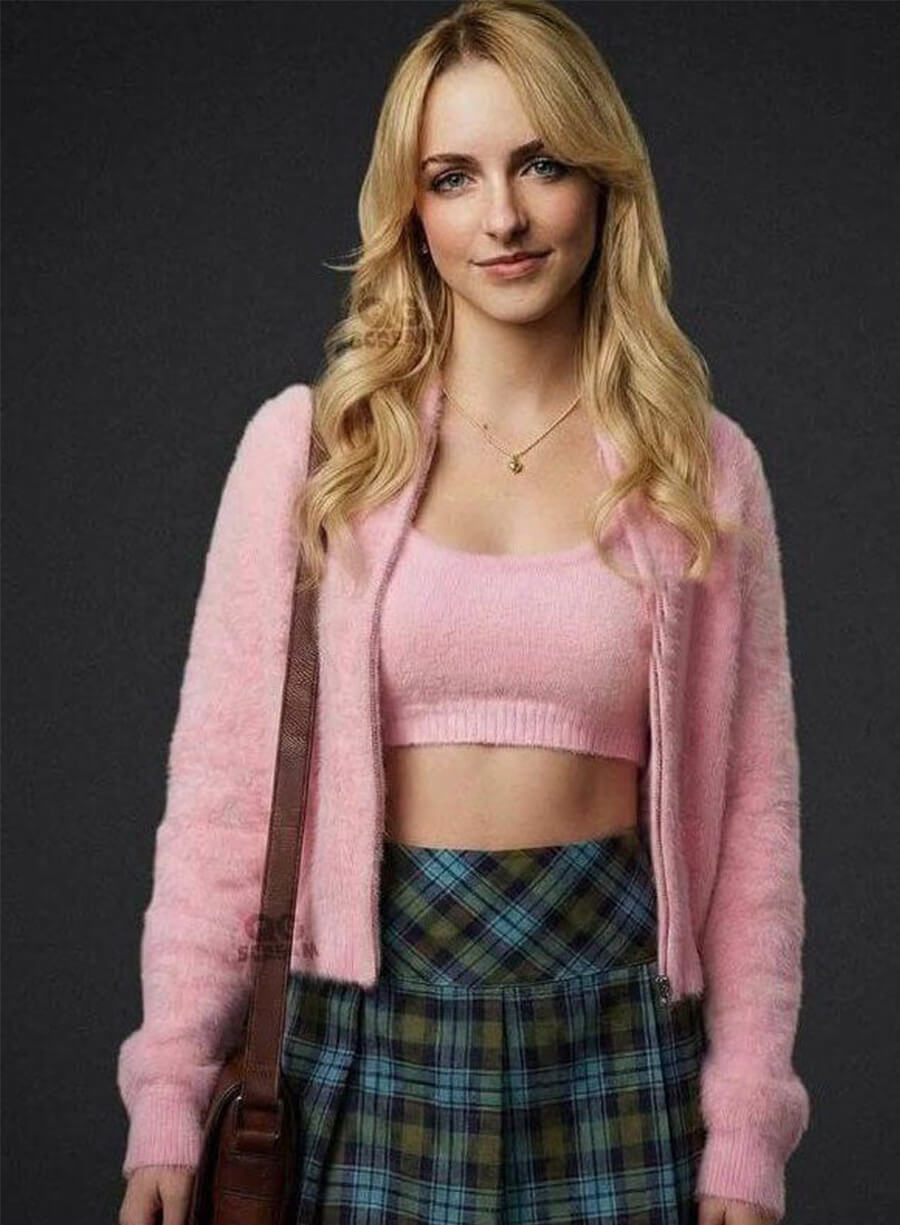 Mckenna Grace Scream 7 Hannah  Pink Wool Jacket