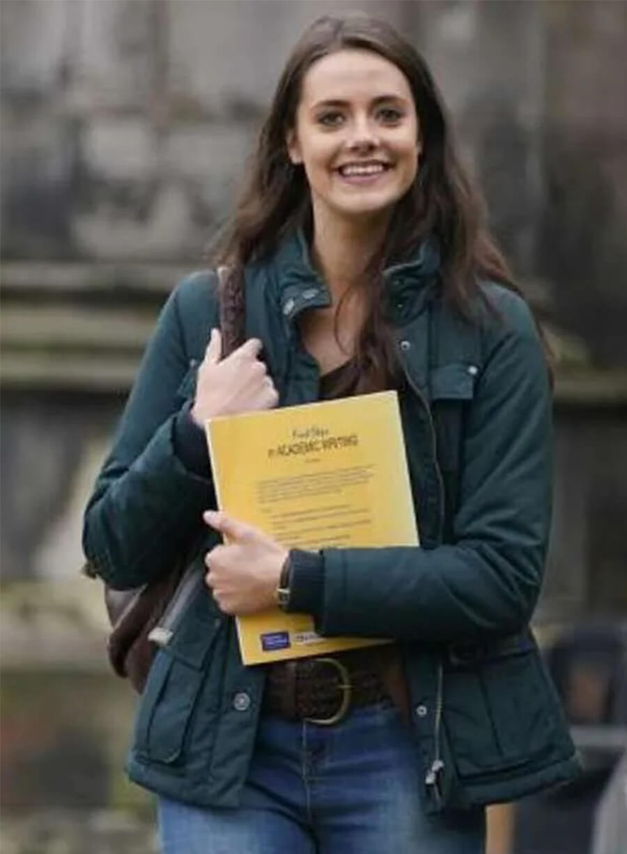 Meg Bellamy The Crown S06 Kate Middleton Green Jacket