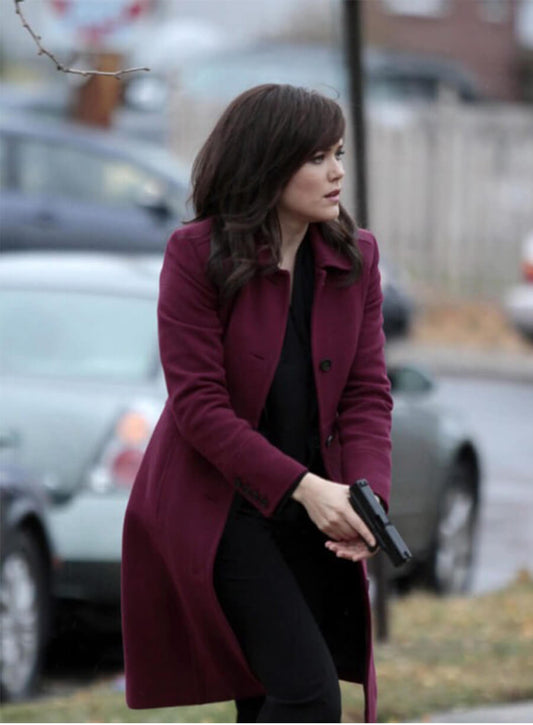Megan Boone The Blacklist Elizabeth Keen Maroon Wool Coat