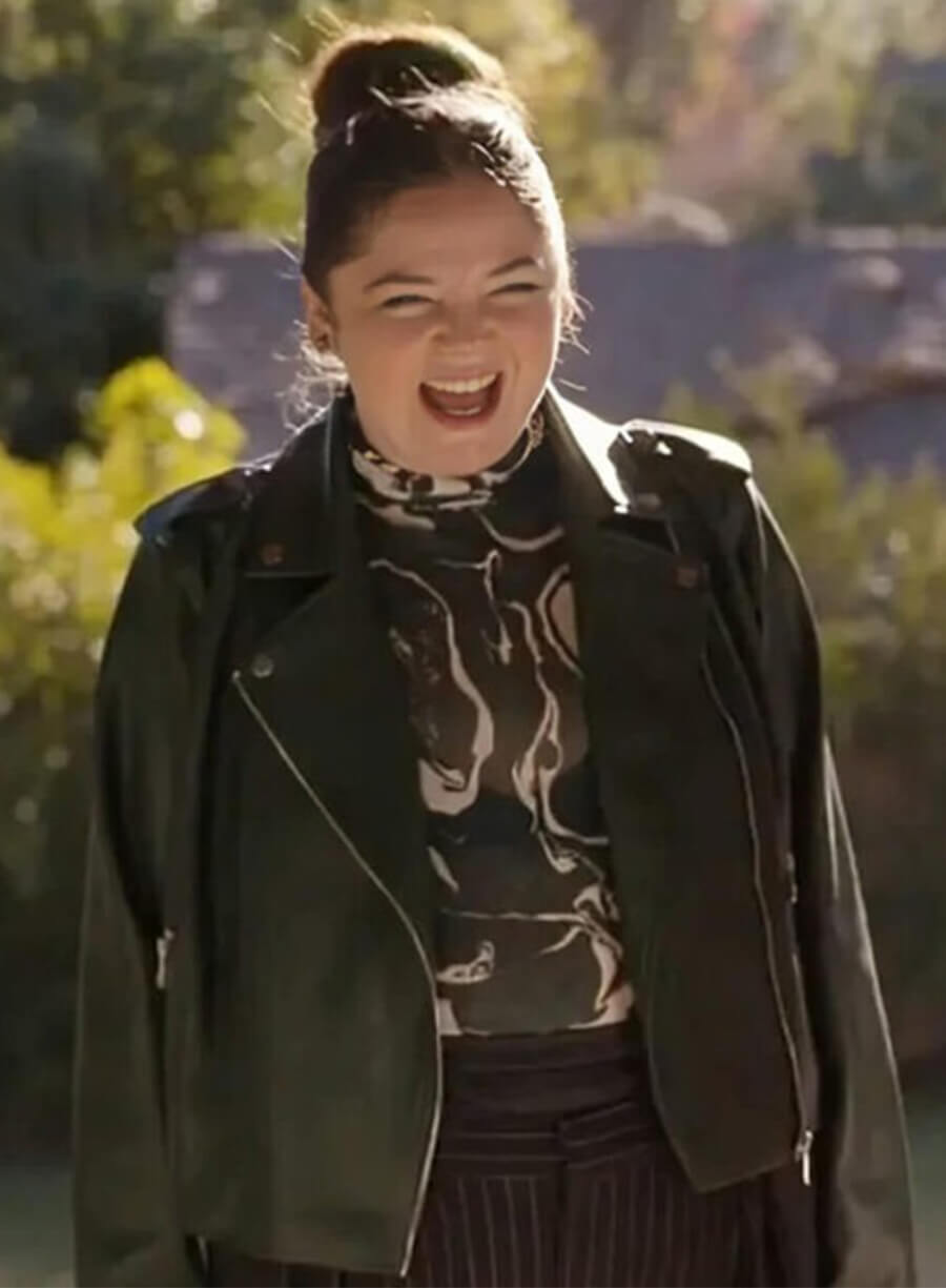 Megan Stalter Hacks Kayla Schaeffer Black Leather Jacket
