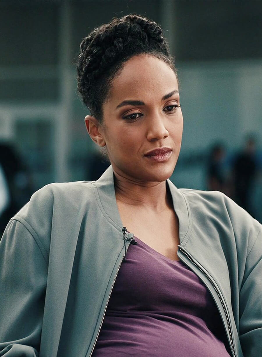 Mekia Cox The Rookie Nyla Harper Grey Bomber Jacket