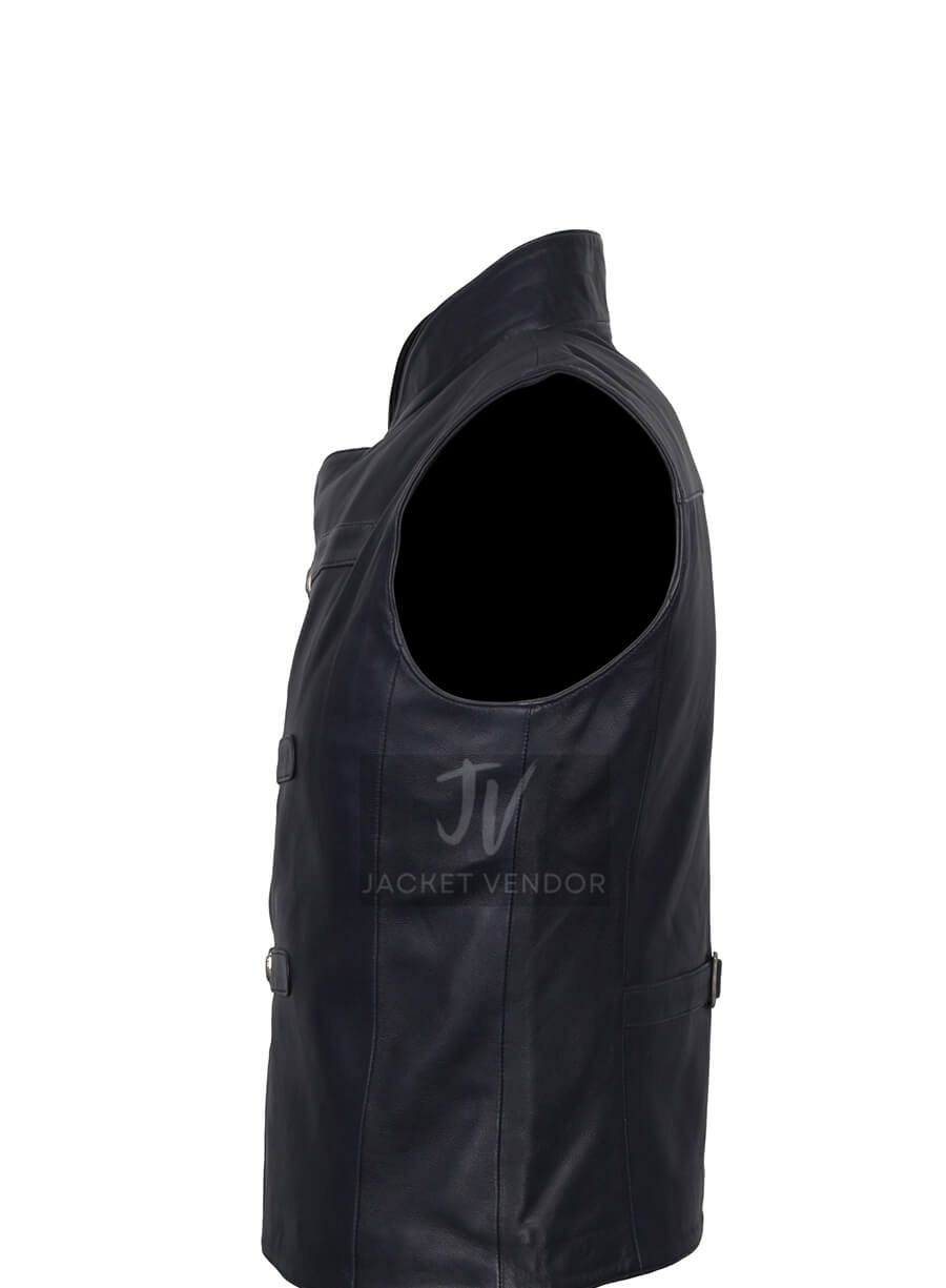 Mens Aegeus Leather Black Vest