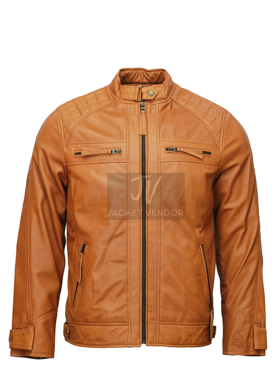 Mens Brown Biker Leather Jacket