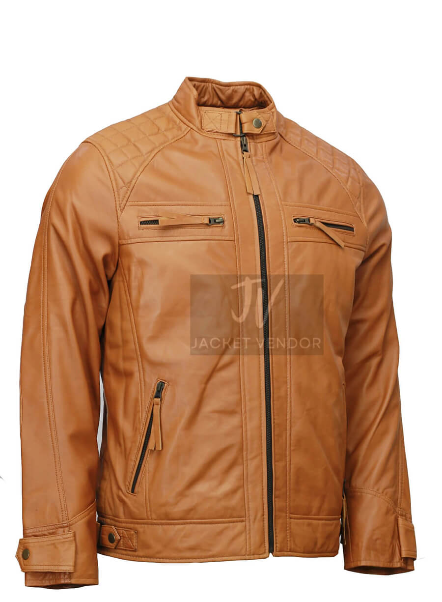 Mens Brown Biker Leather Jacket