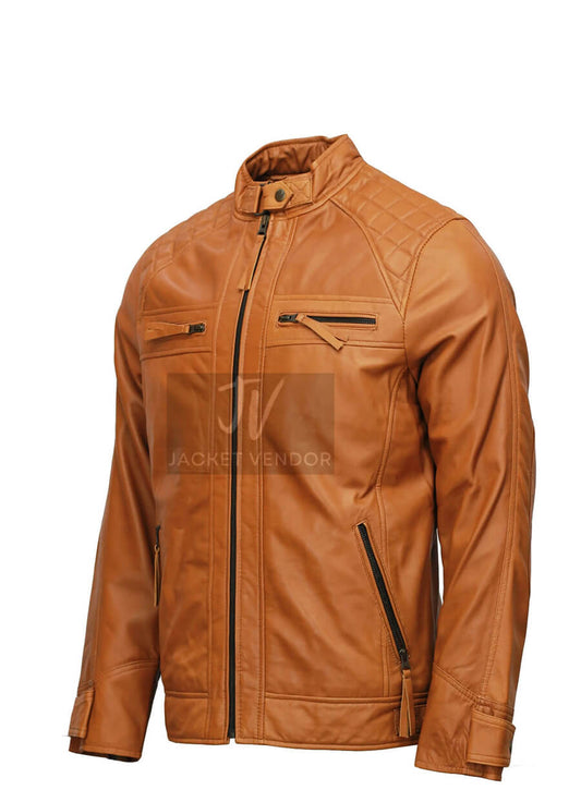 Mens Brown Biker Leather Jacket