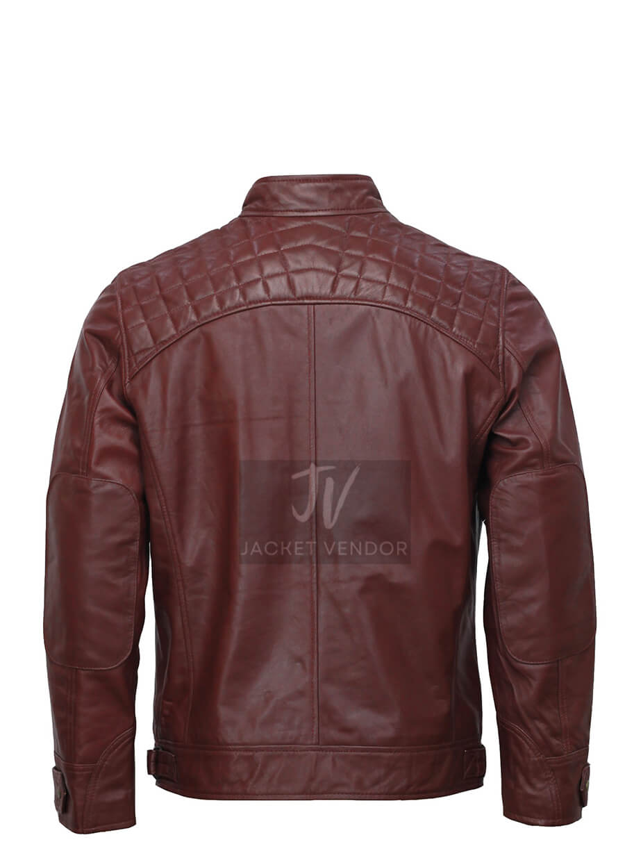 Mens Maroon Biker Leather Jacket