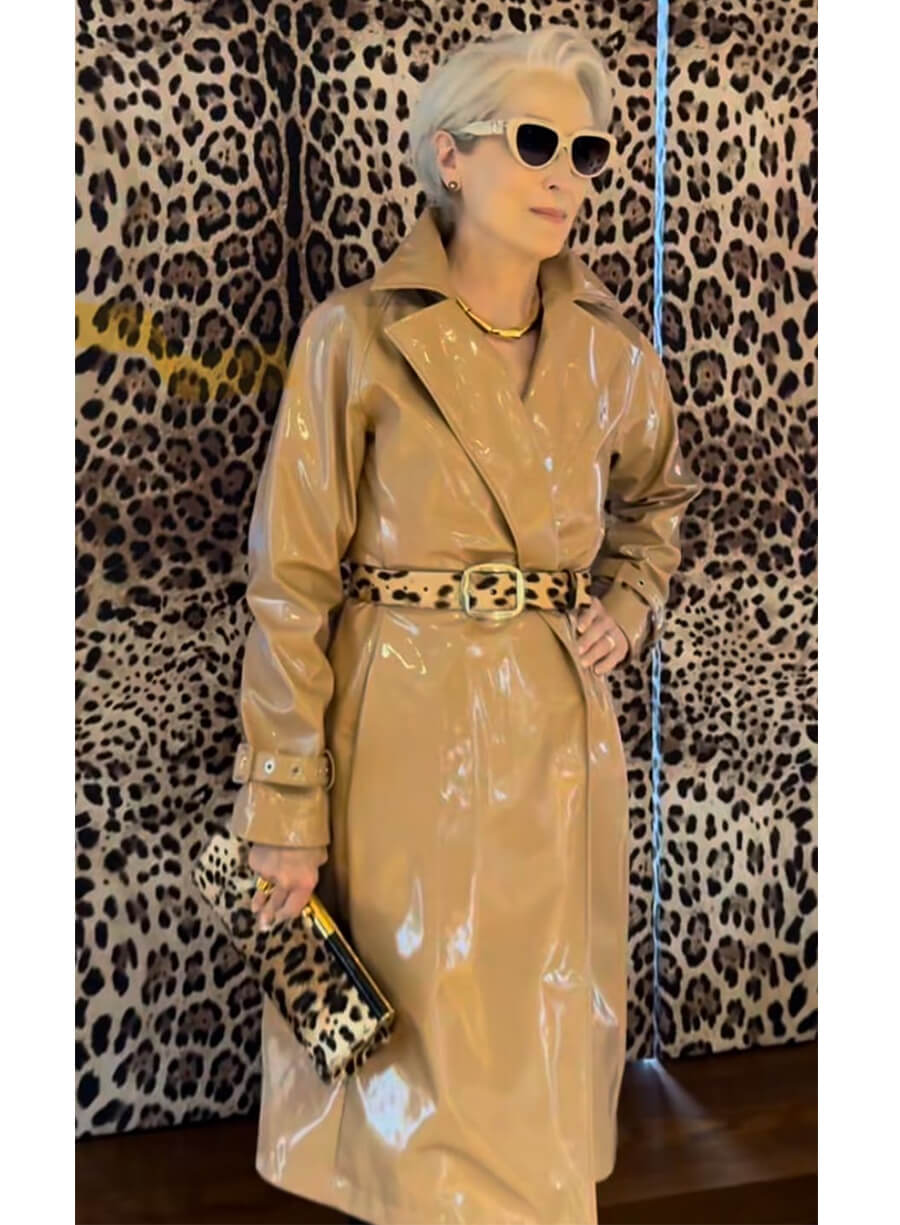Meryl Streep The Devil Wears Prada 2 Miranda Priestly Leather Coat