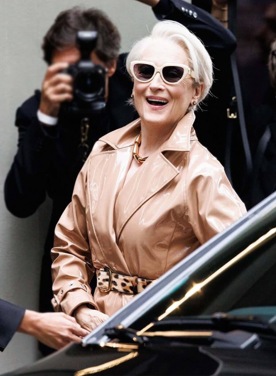 Meryl Streep The Devil Wears Prada 2 Miranda Priestly Leather Coat