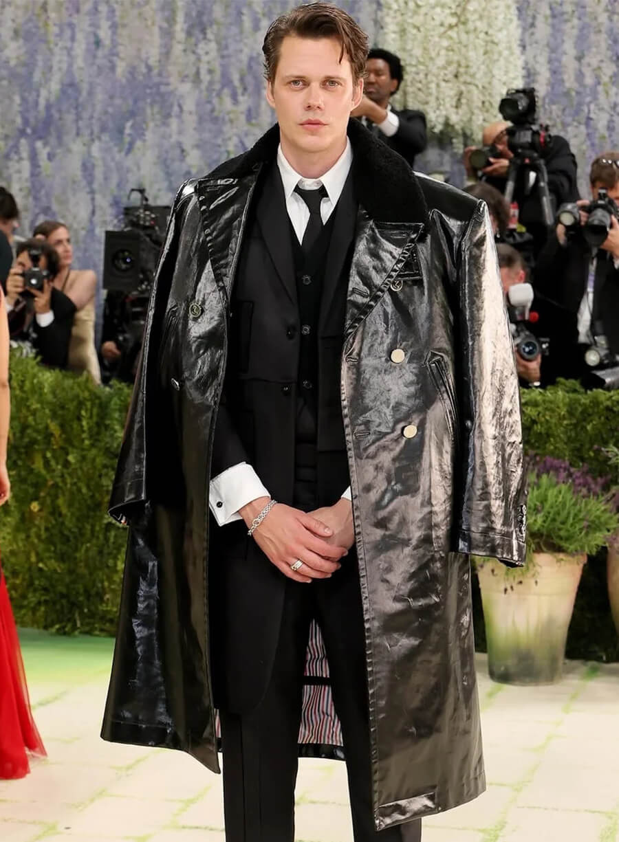 Met Gala 2026 Bill Skarsgård Leather Coat