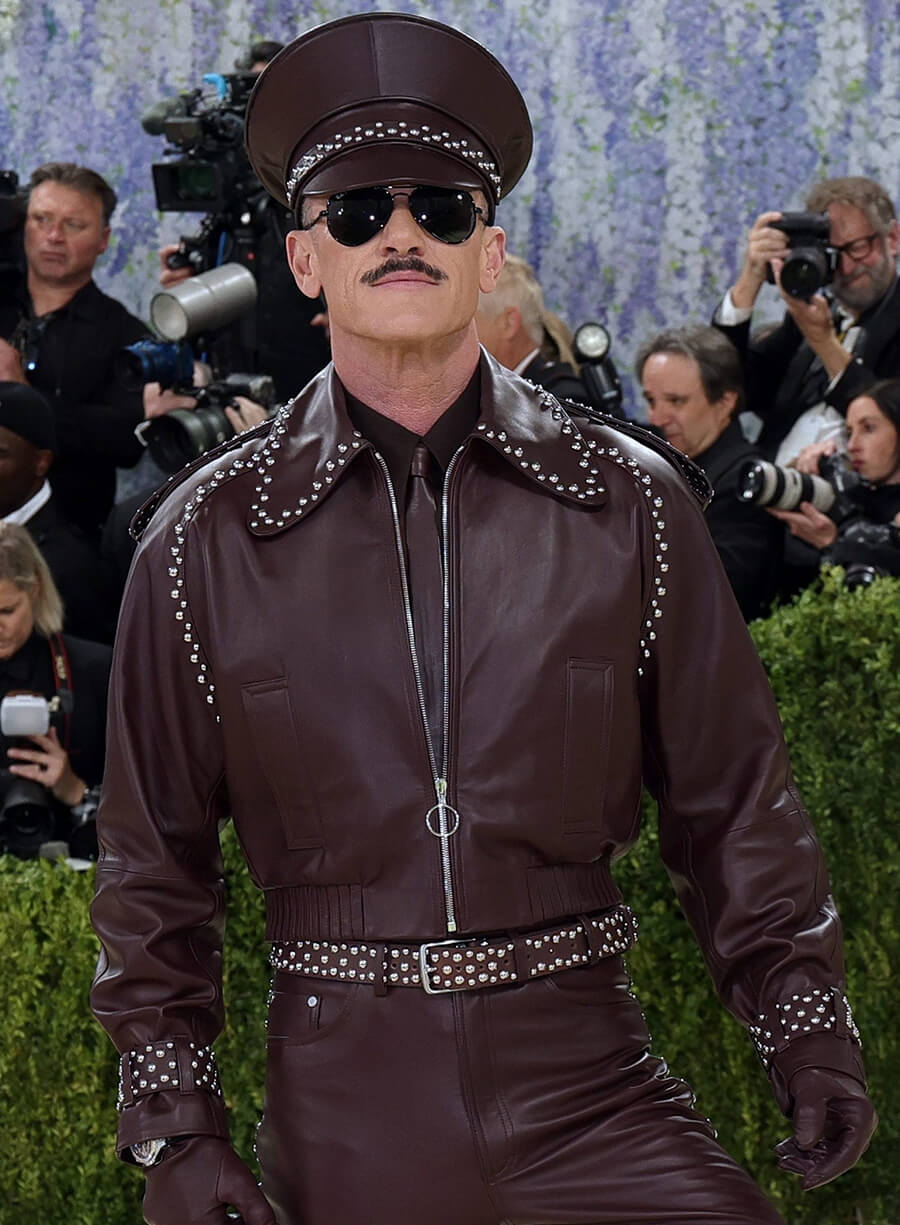 Met Gala 2026 Luke Evans Burgundy Leather Jacket