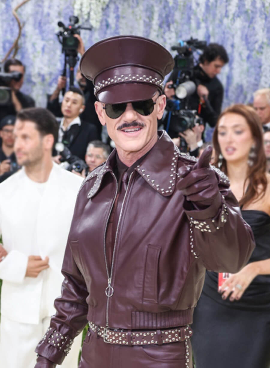Met Gala 2026 Luke Evans Burgundy Leather Jacket
