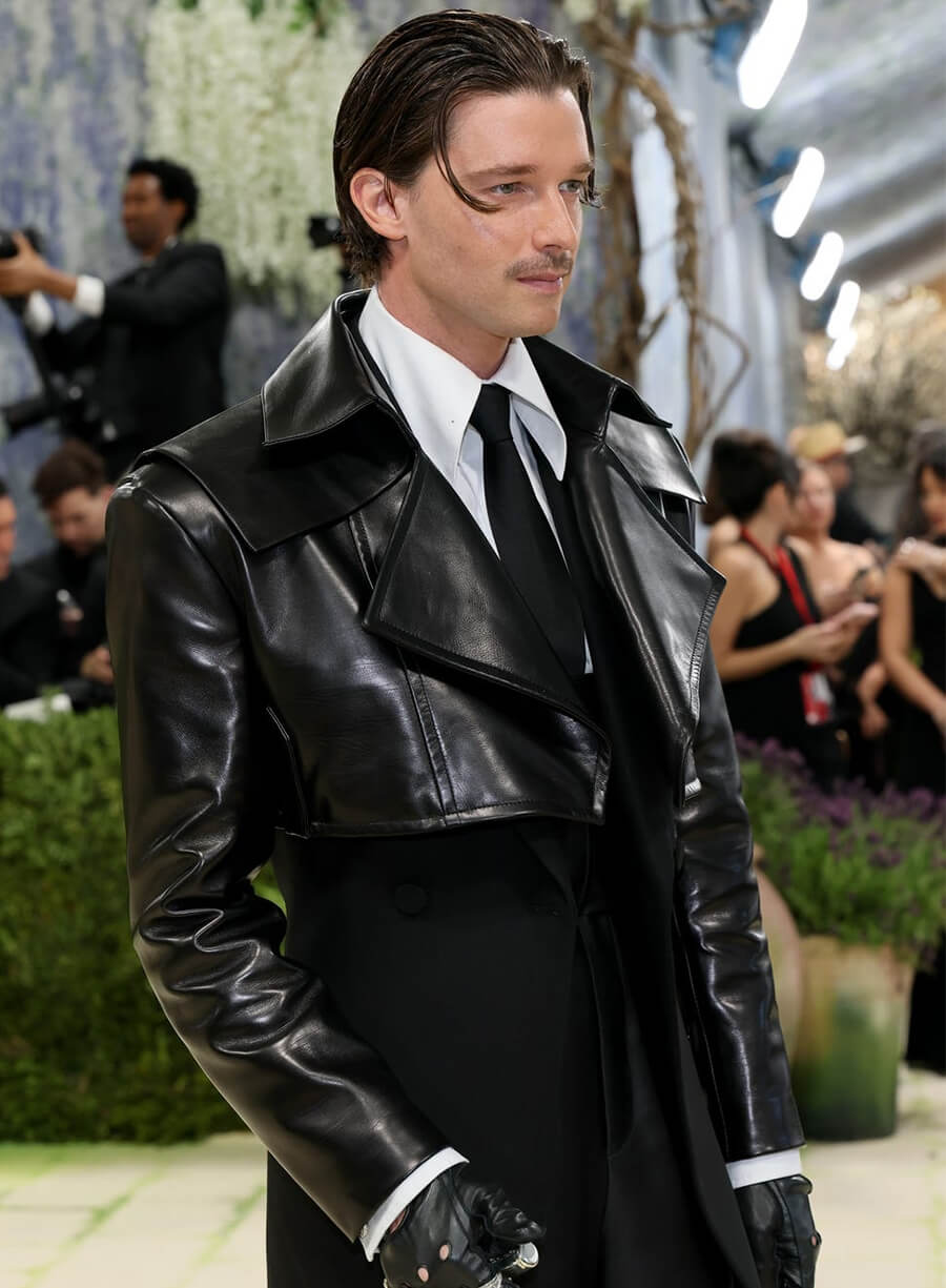 Met Gala 2026 Patrick Schwarzenegger Cropped Leather Jacket