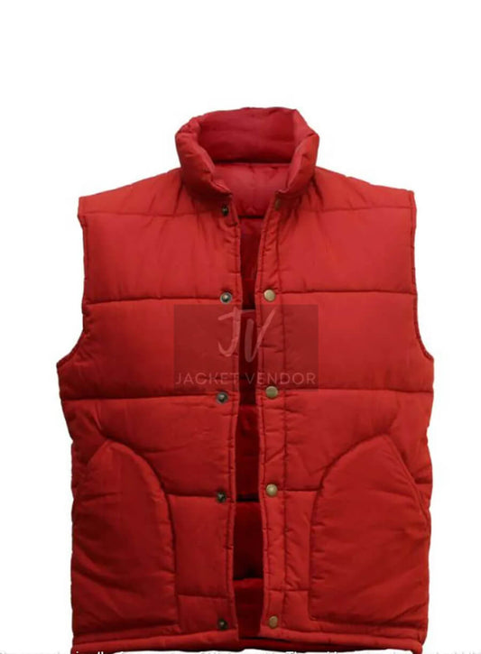 Michael J. Fox Back To The Future Marty Mcfly Puffer Red Vest 