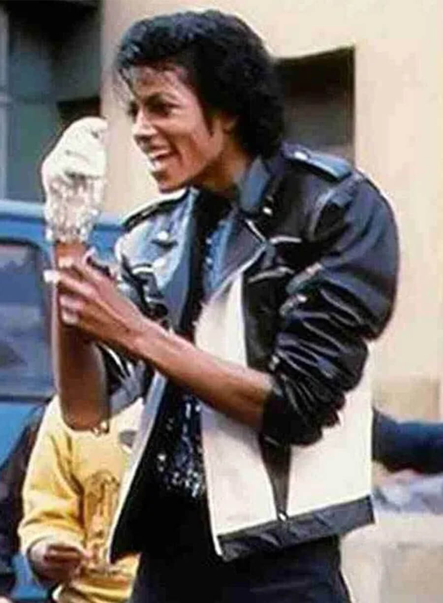 Michael Jackson Black & White Leather Jacket