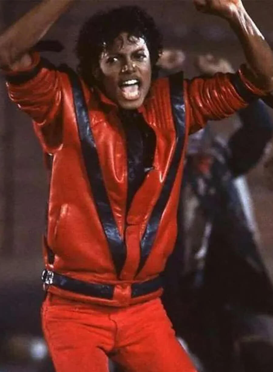 Michael Jackson Thriller Red and Black Leather Jacket