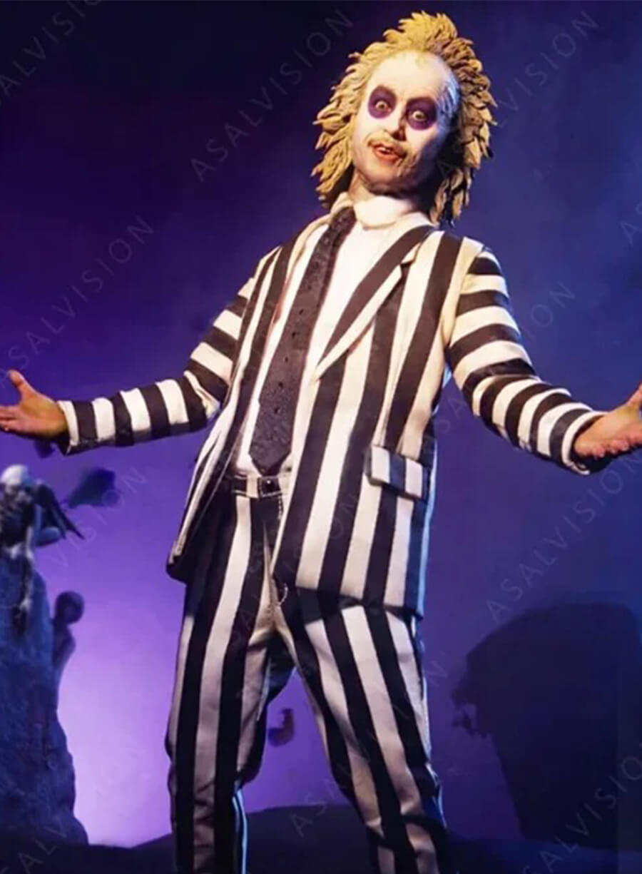 Michael Keaton Beetlejuice Beetlejuice Black White Costume Suit