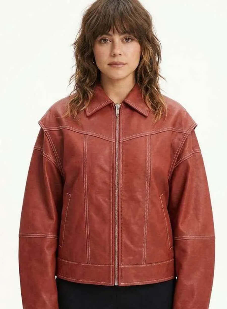 Mika Abdalla Off Campus 2026 Allie Hayes Red Leather Jacket