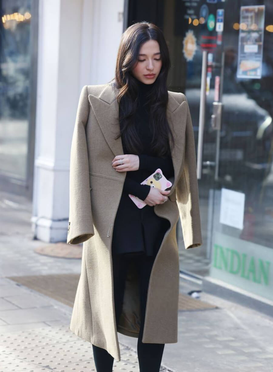 Mikey Madison London Street Style Wool Coat 