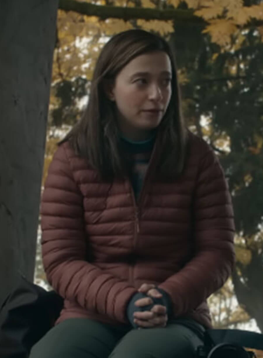 Mikey Madison The Social Reckoning Frances Haugen Maroon Jacket