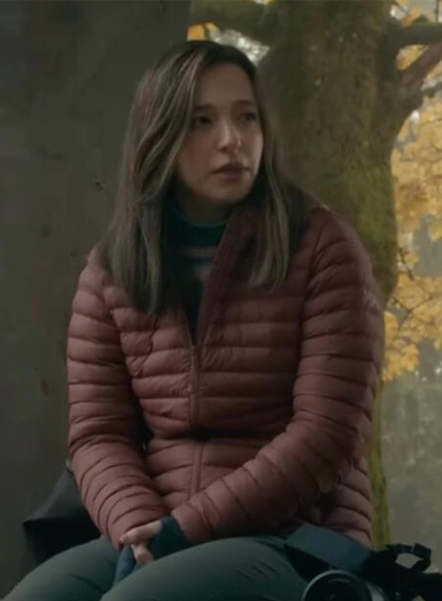 Mikey Madison The Social Reckoning Frances Haugen Maroon Jacket