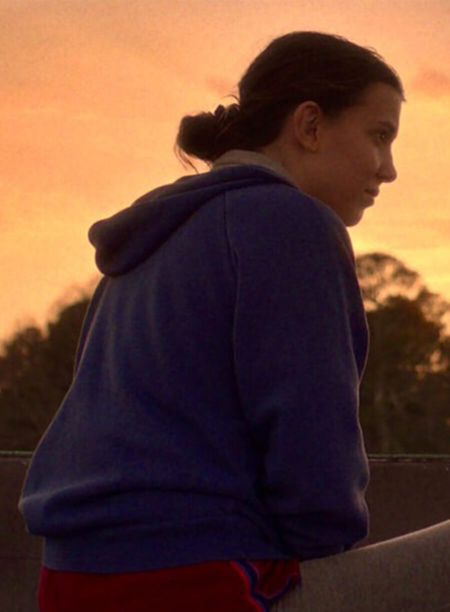  Millie Bobby Stranger Things S05 Eleven Blue Zipper Hoodie